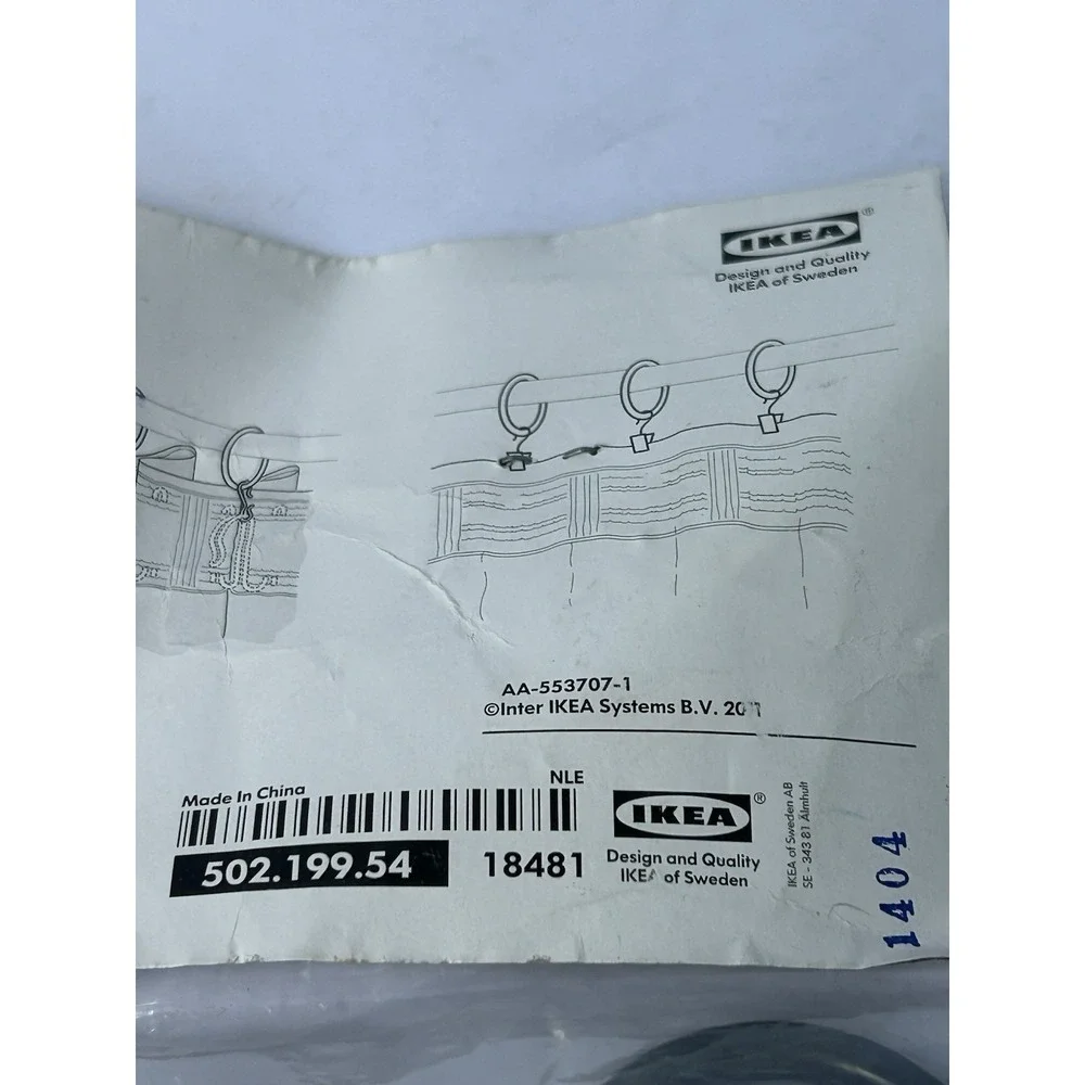 10-PACK Ikea SYRLIG Curtain Ring w/Clip & Hook, Dark Grey 1 1/2